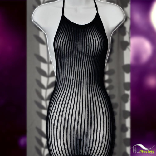 NU Lifestyle - Sheer Mini Vertical Stripe Dress Lingerie Body Stocking